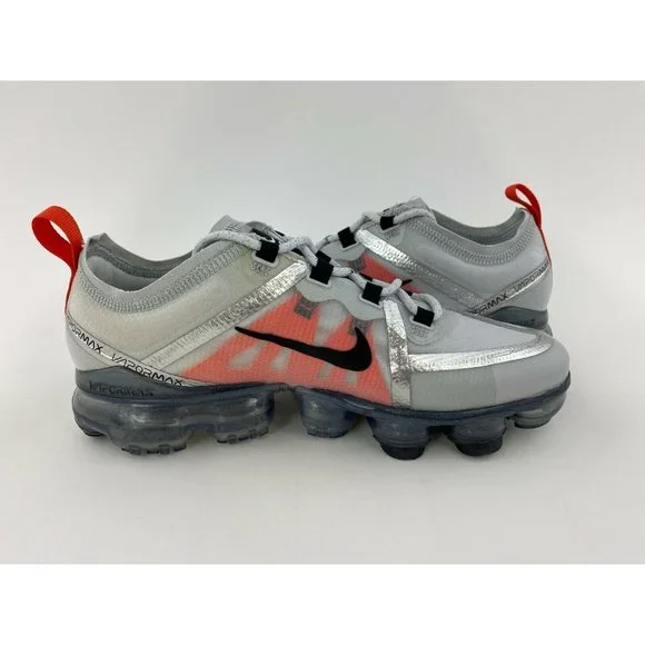 Nike Air VaporMax 2019 Pure Platinum Orange Youth GS Sneakers Shoes - Picture 11 of 12